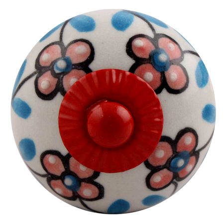 Peach Tiny Red Fitting Ceramic Drawer Knob